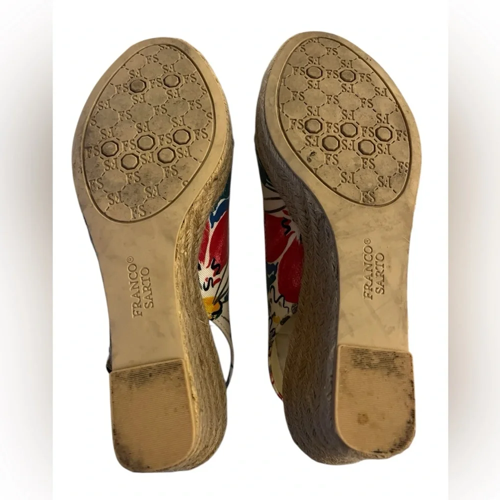 Franco Sarto Women's Colorful Floral Espadrille Sandals Shoes Size 8